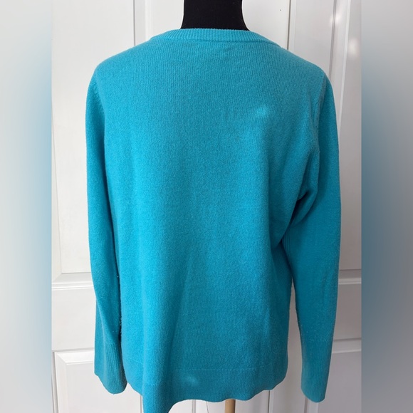 Halogen Turquoise Blue Crew Neck Cashmere Sweater large - Picture 3 of 4